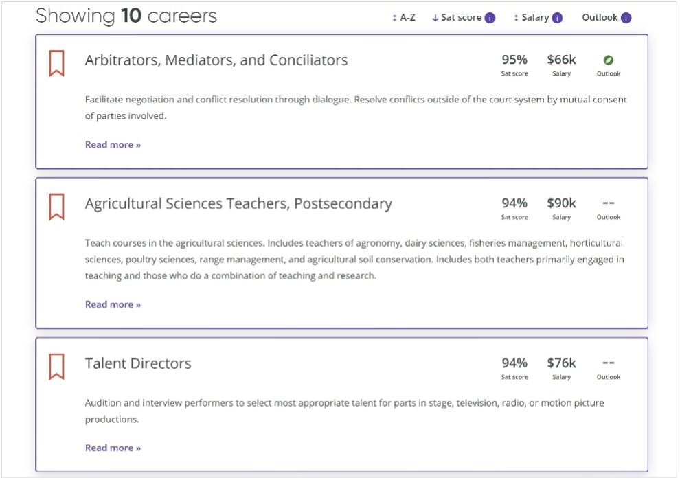 MBTI career options image