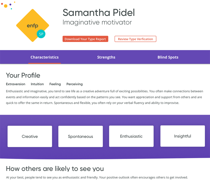 MBTI Profile Page